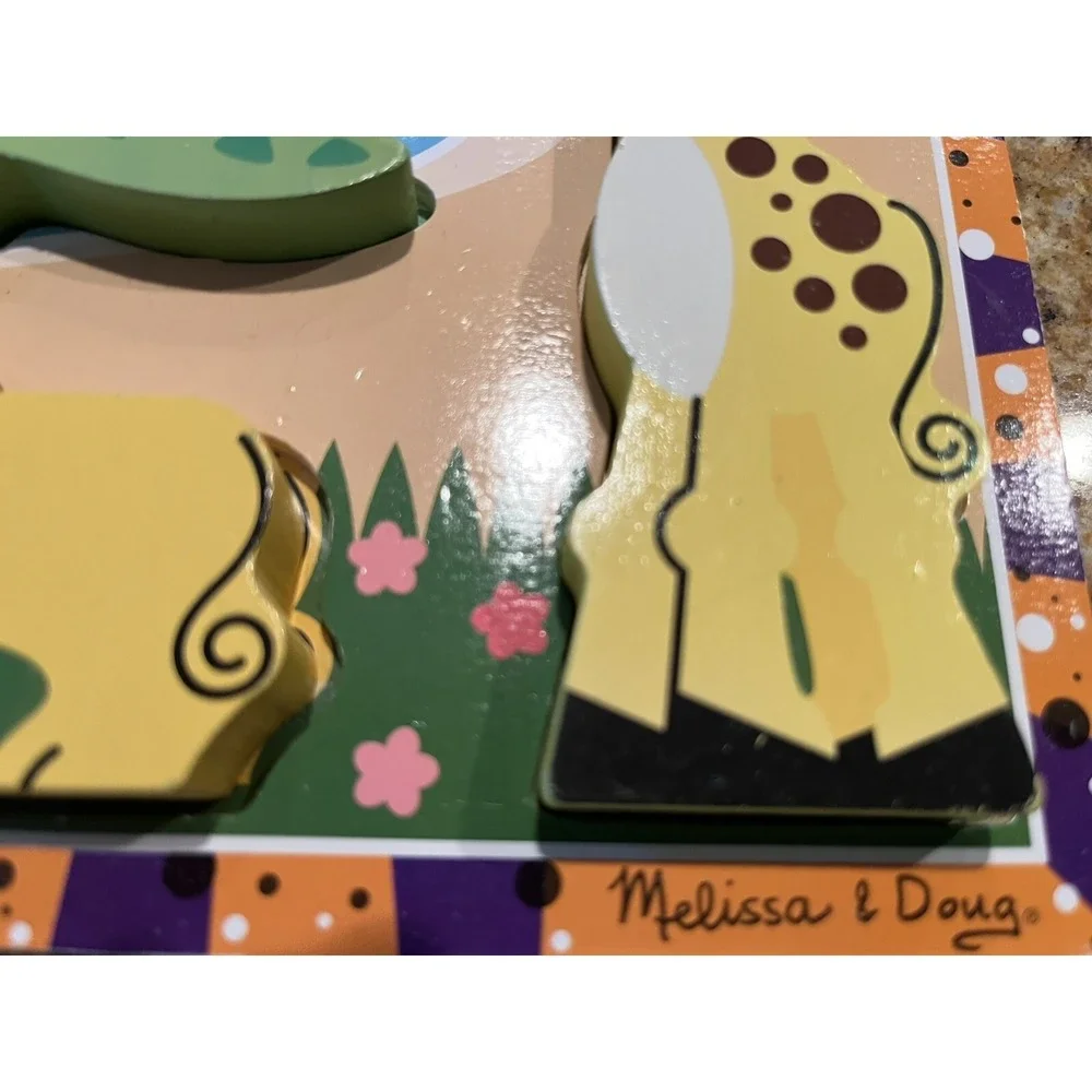 Melissa & Doug Wooden Chunky Puzzles Safari Animals 2014  8 Pieces Excellent